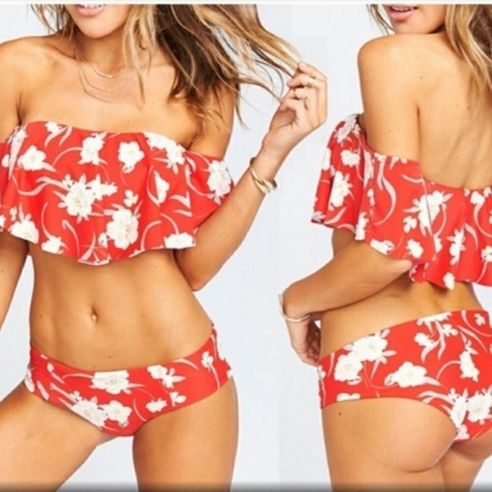 Flirty Ruffled 2-piece Bikini Hawaiian print - Picture 7 of 7